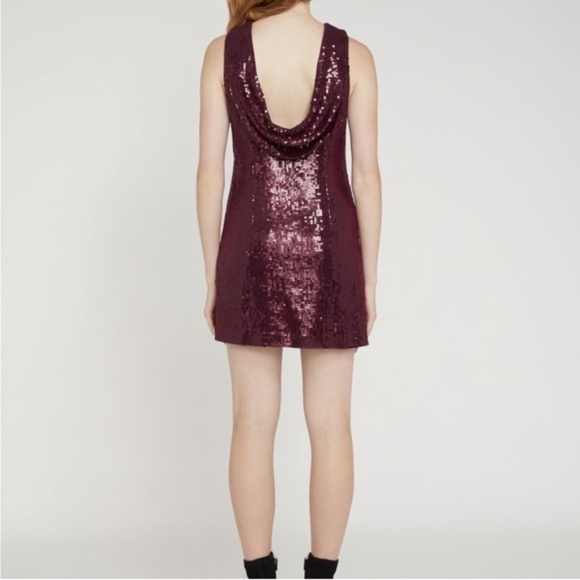 ALICE AND OLIVIA Kamryn Two Way Purple Cascading Cowl Back Sequin Dress - Picture 6 of 10